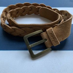 Pistil tan suede leather braided belt